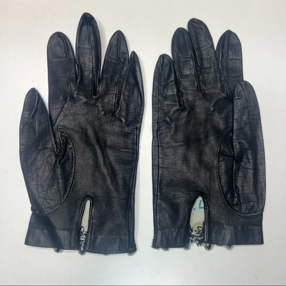 Black Gloves with Flower Detailing